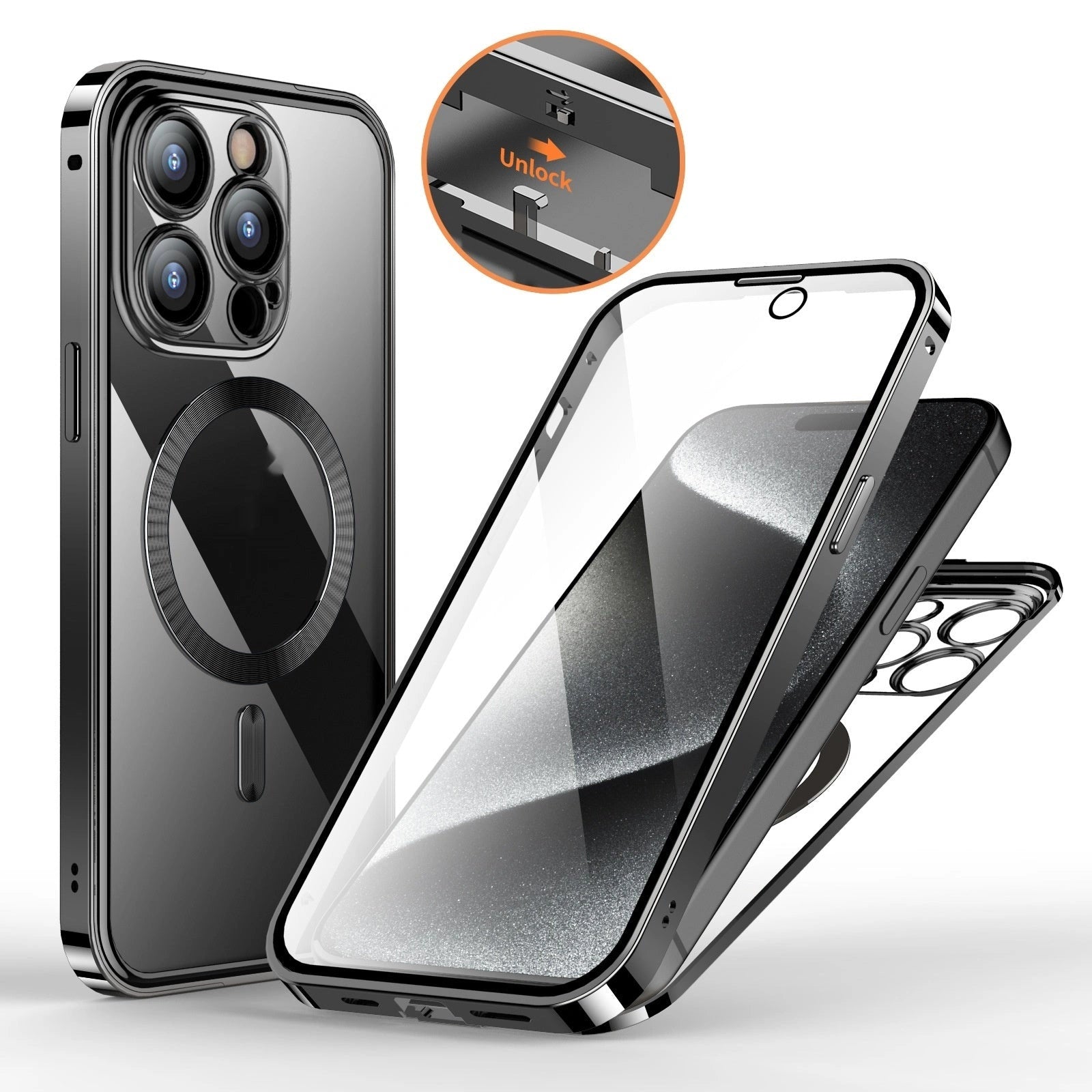 Metal Buckle Magnetic iPhone Case with Wireless Charging Support