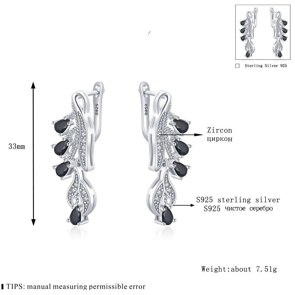 Korean Style Drop-shaped Zircon Stud Earrings in Black