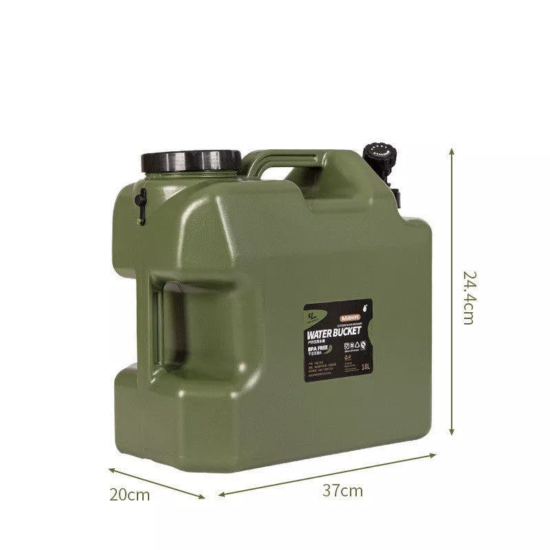 Portable Faucet Household Car Water Storage - Army Green PE18L Square Barrel