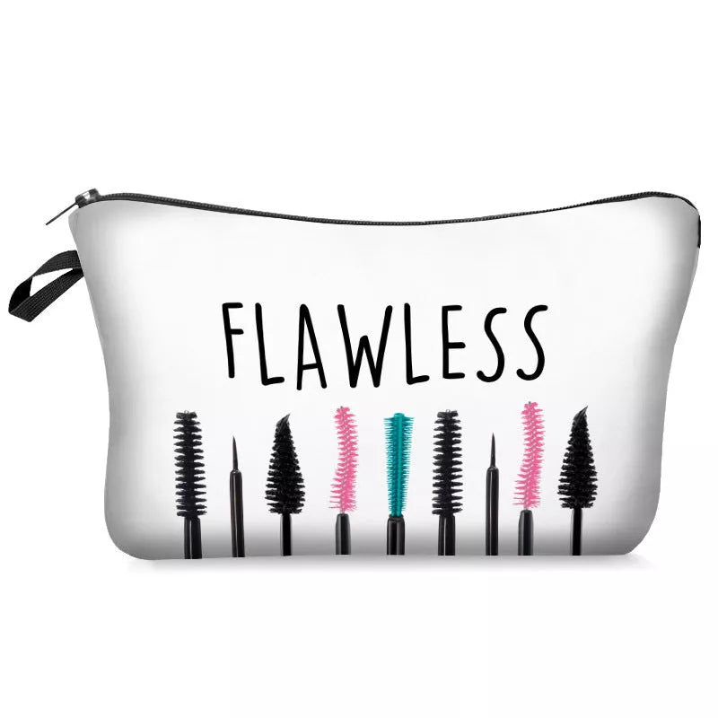 Digital Printing Lettered Make-up Bag with Zipper Closure