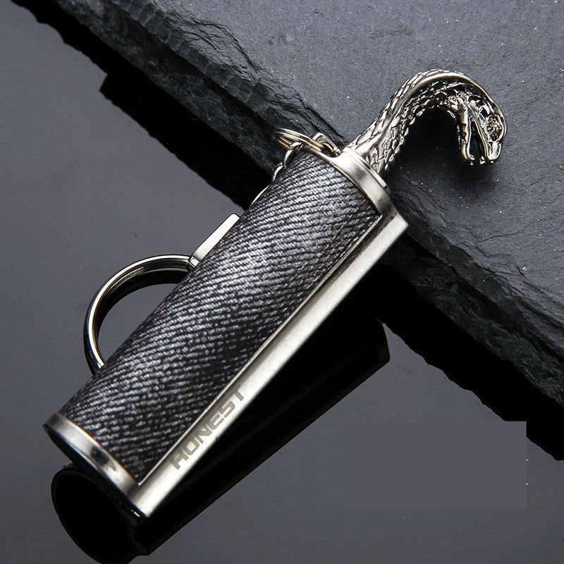 Metal Keychain Lighter with Flint Starter and Bottle Opener