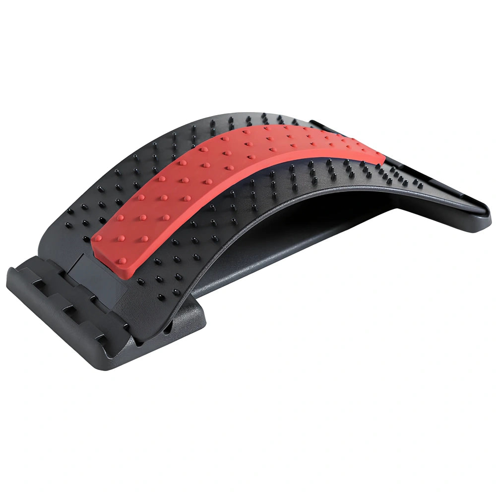 Blue and black waist stretcher massage cushion with 8 heads for lumbar support and infrared therapy