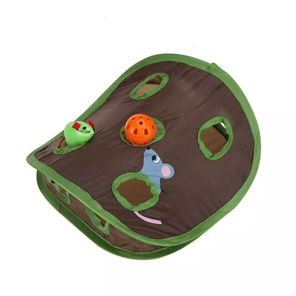 Interactive Cat Toy with 9 Holes for Hide and Seek Games