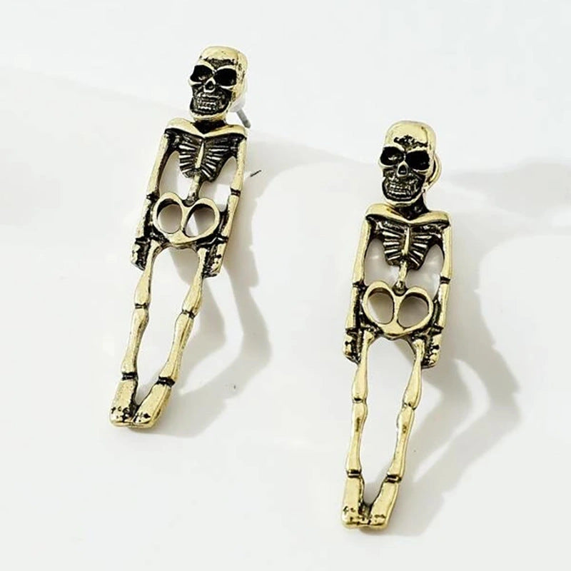 Halloween Skull Stud Earrings in Gold or Silver