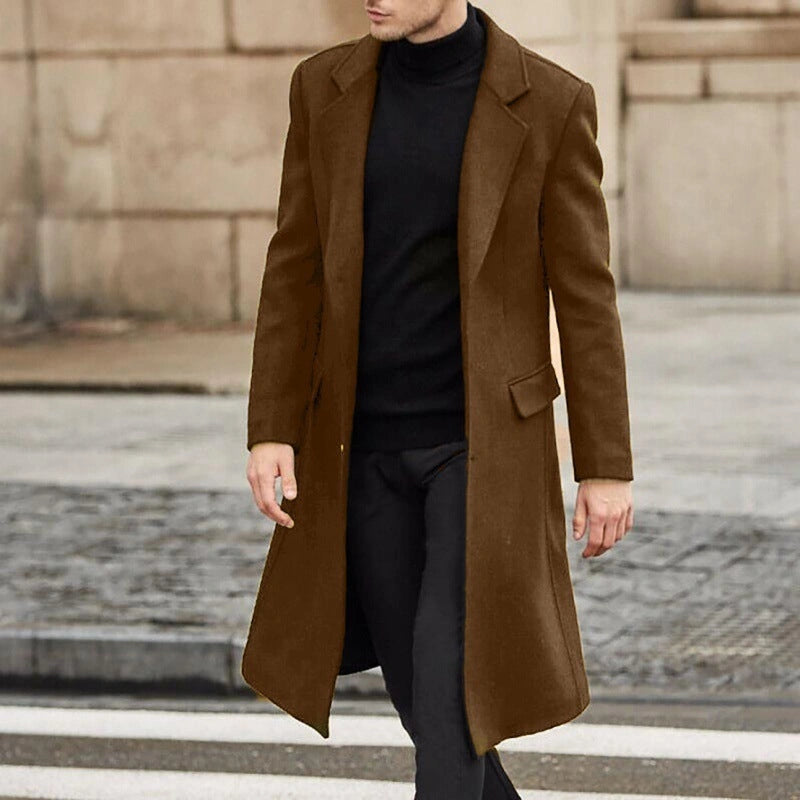 Men's Woolen Long Trench Coat in Multiple Colors