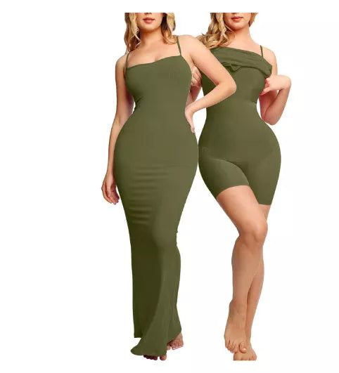 Women's Modal Shapewear Dress with Tummy Control and Open Crotch Design