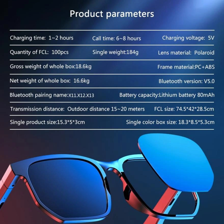 Bluetooth 5.0 Smart Sunglasses for Sports and Calls