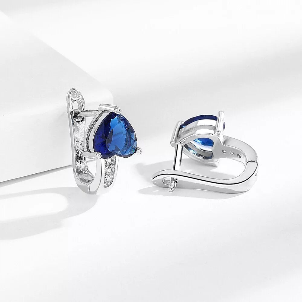 Loving Heart Zircon Ear Clips with Diamond Accents
