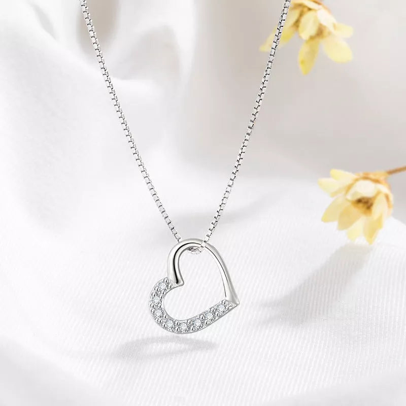 S925 Sterling Silver Love Heart Pendant Necklace for Women
