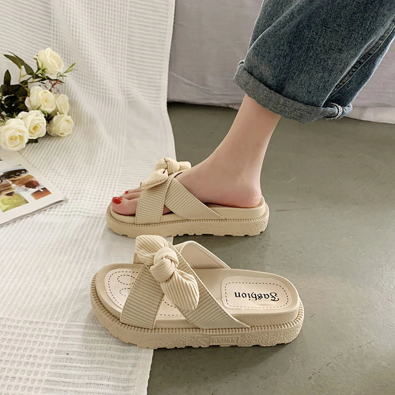 Women's Two Wear Flat Platform Sandals with 4.5CM Heel