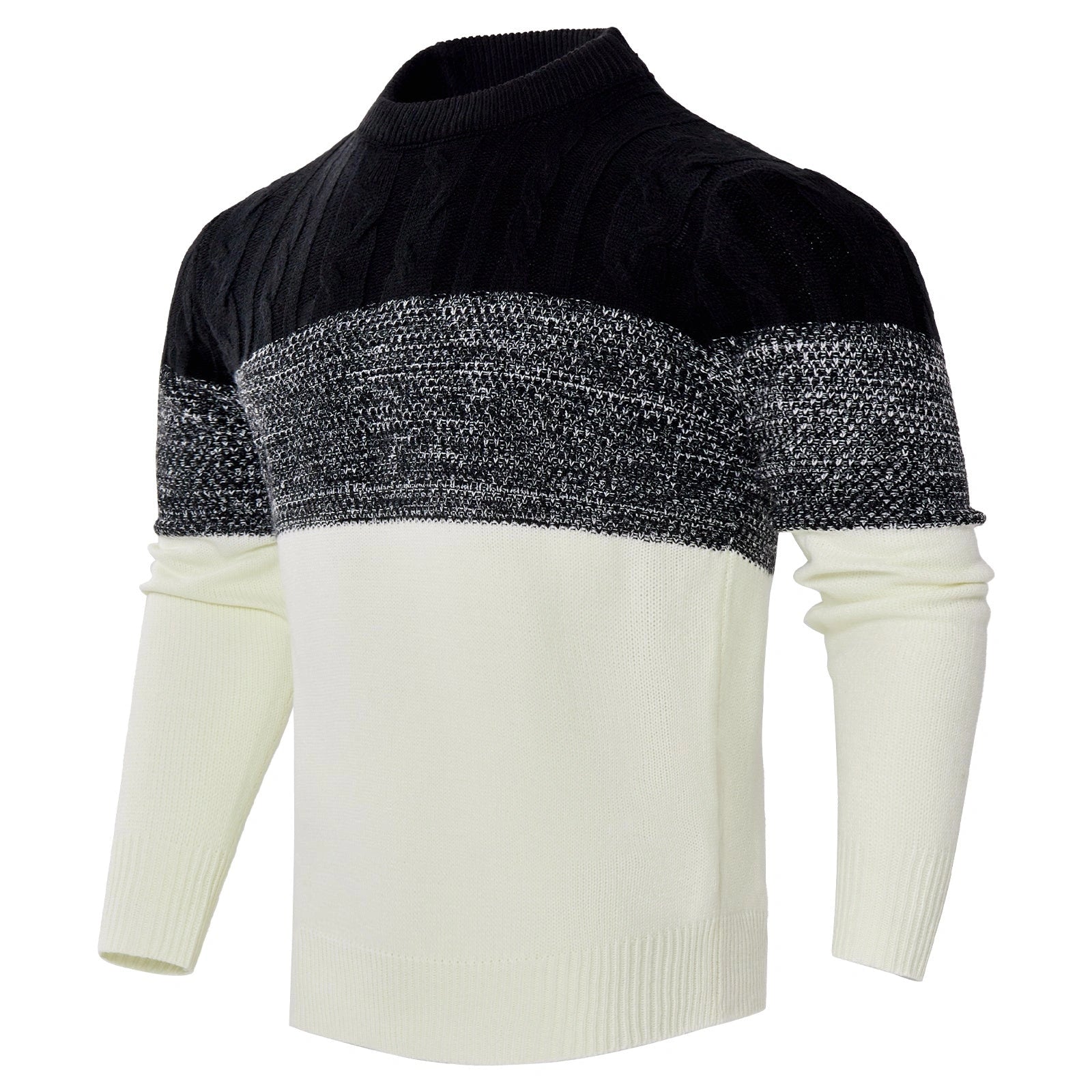 Men's Acrylic Color Block Cable Knit Sweater