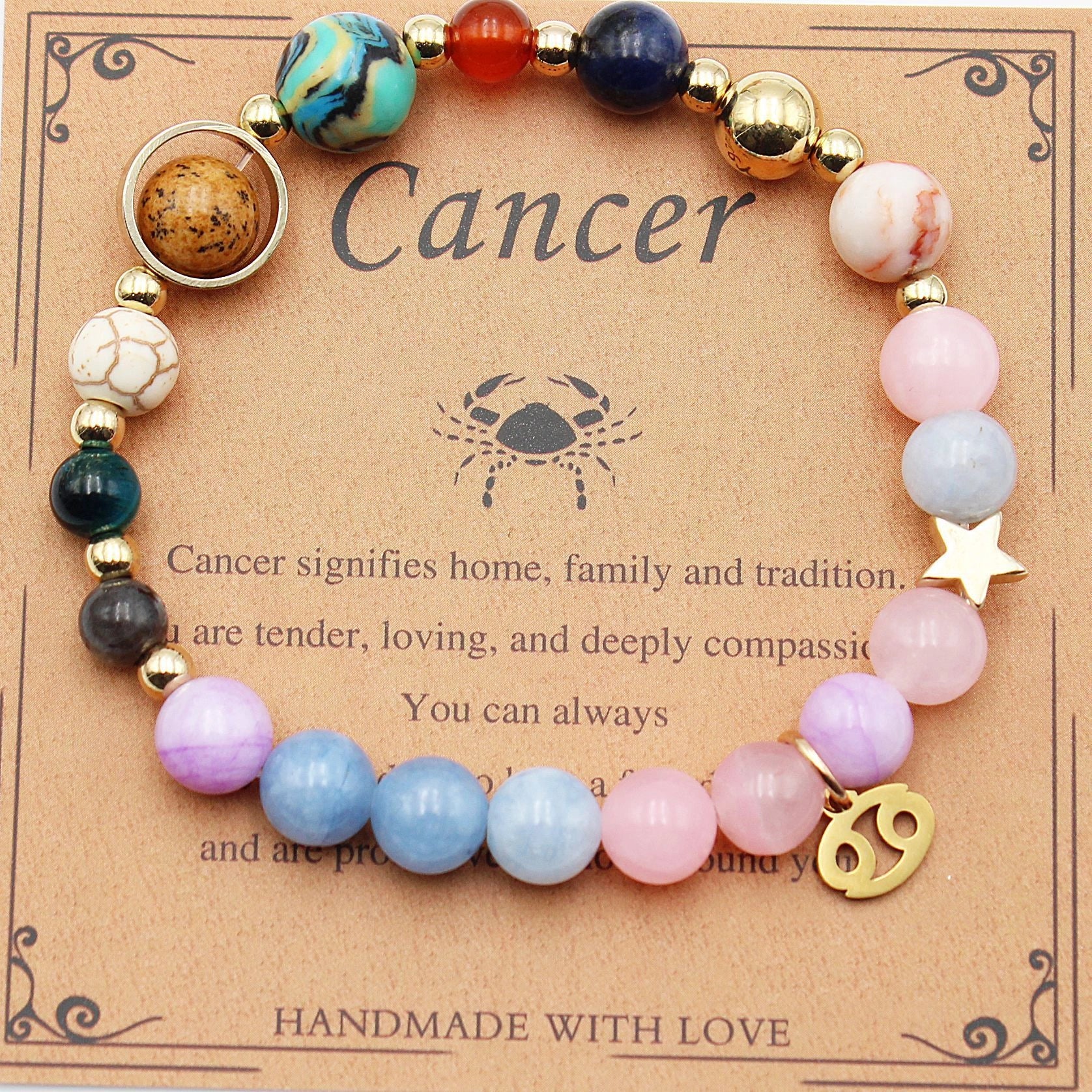 12 Constellation Morgan Stone Beaded Bracelet with Zodiac Signs