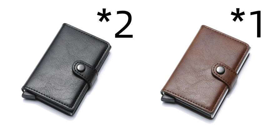 Men's RFID Anti-theft Vintage Wallet with Aluminum Metal Purse and Leather Cover