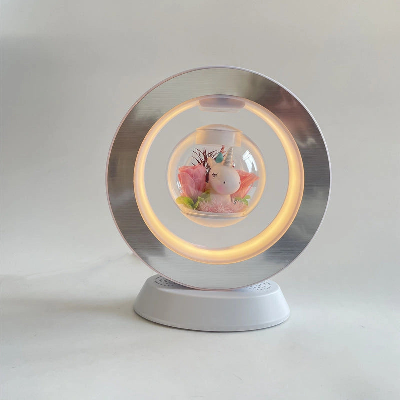 Magnetic Levitation LED Night Light with Eternal Flower Design