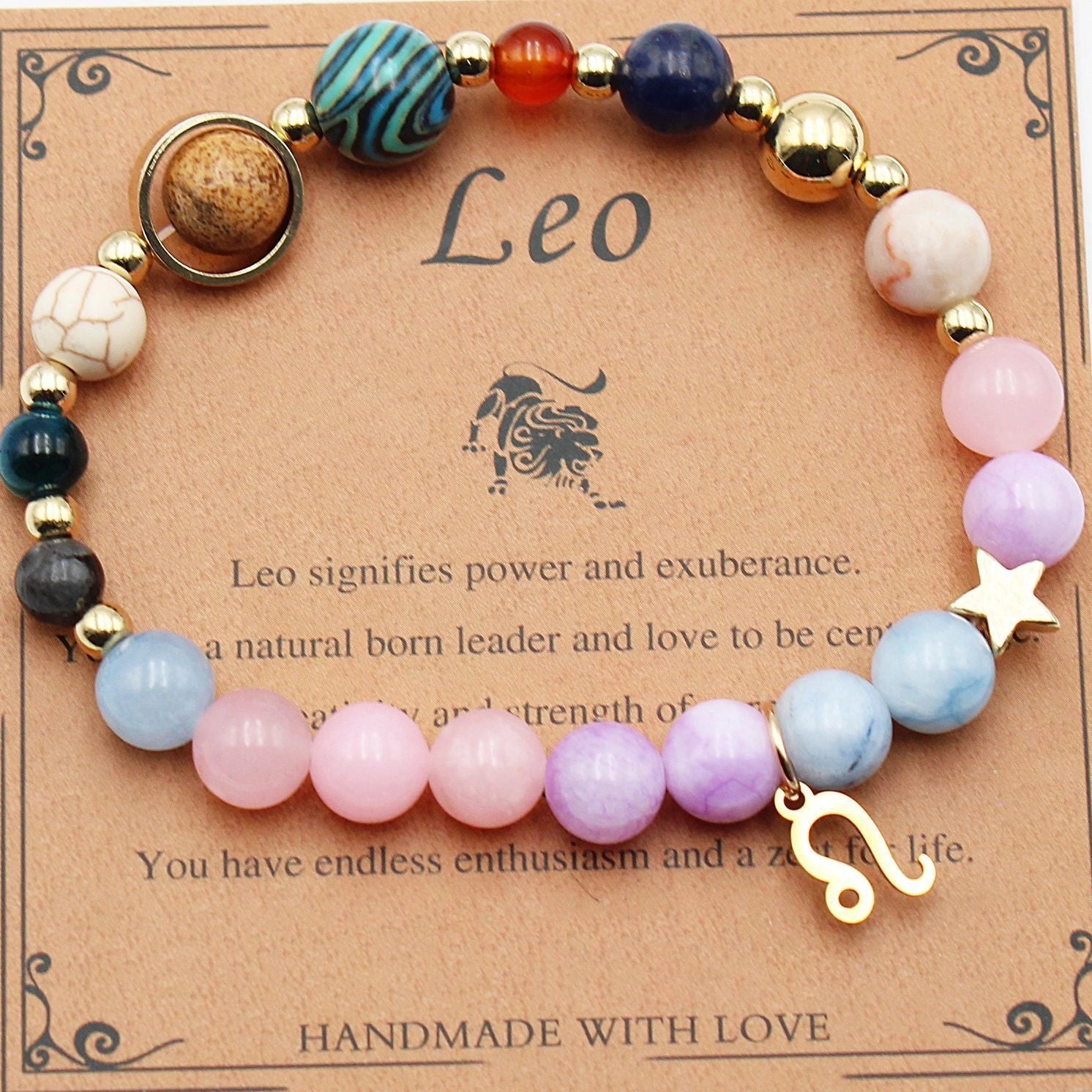 12 Constellation Morgan Stone Beaded Bracelet with Zodiac Signs
