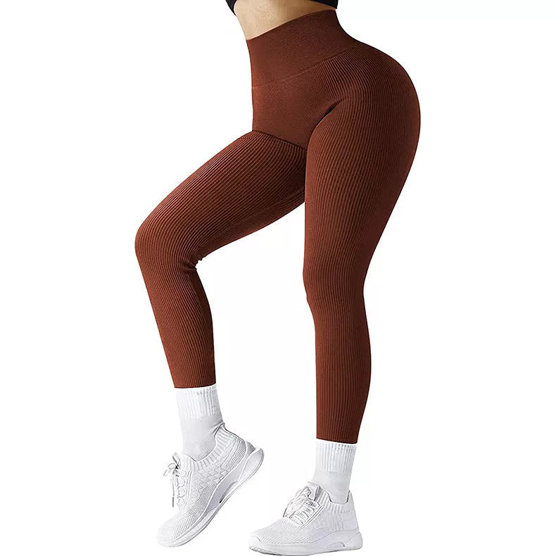 High Waist Seamless Leggings with Elastic Waistband for Women