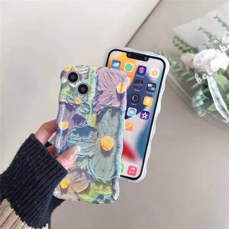Retro Oil Painting Phone Case with Shockproof Silicone Cover for iPhone Models