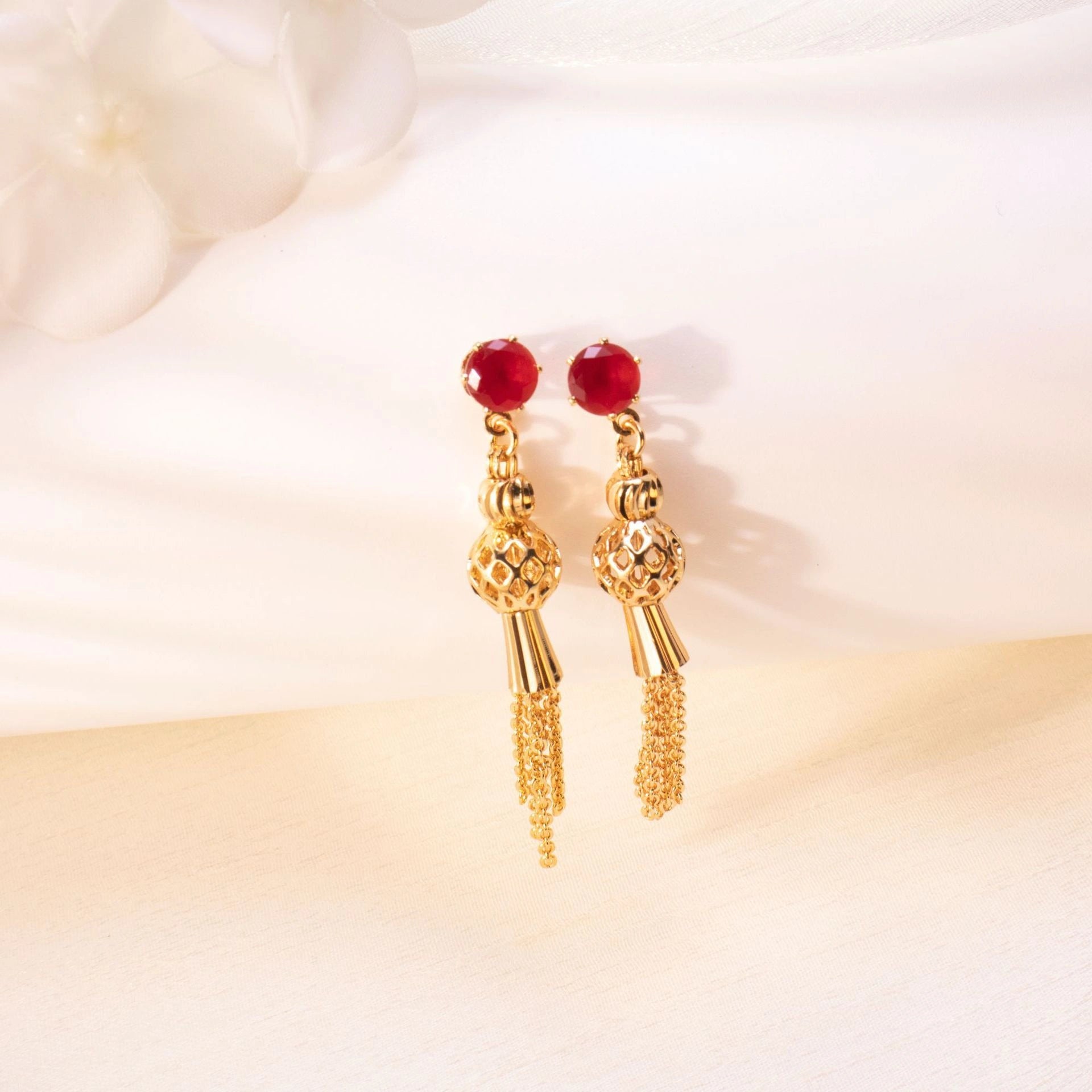Gold-plated Diamond Tassel Earrings for Women