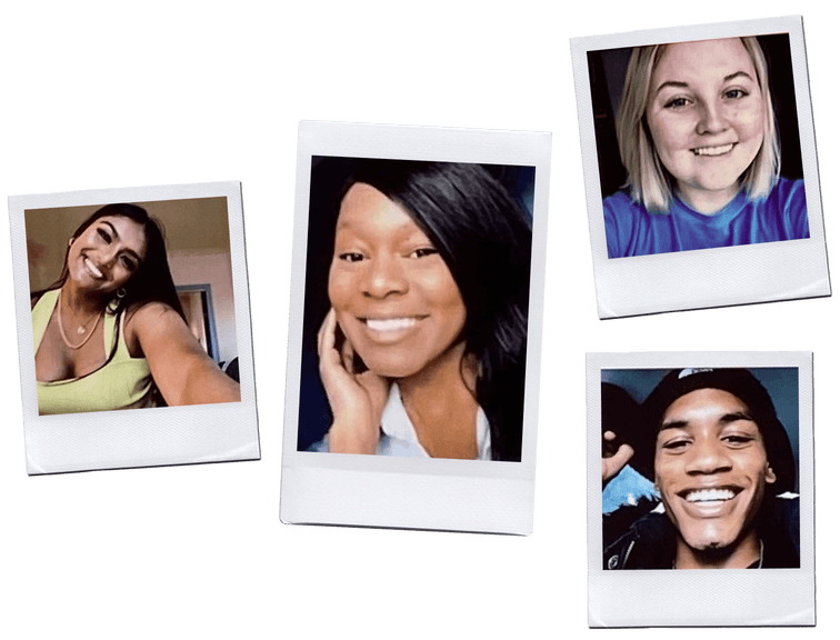 Polaroids von lächelnden Community-Mitgliedern