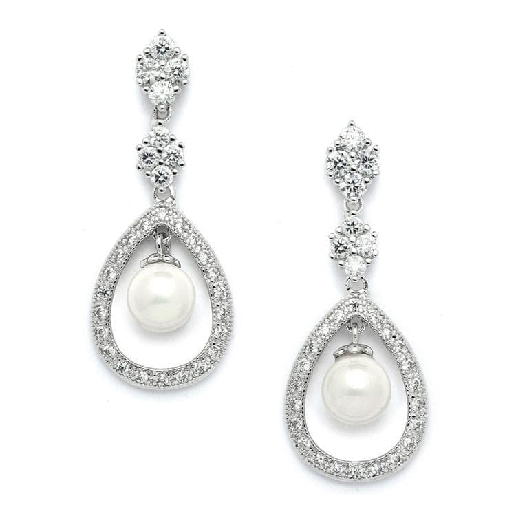Cinderella Pearl Clip-On Silver Bridal Earrings