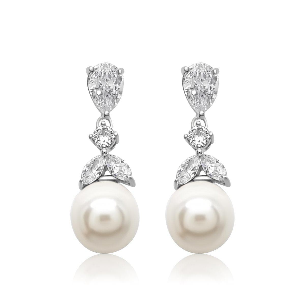 Geraldine Pearl and Cubic Zirconia Wedding Earrings