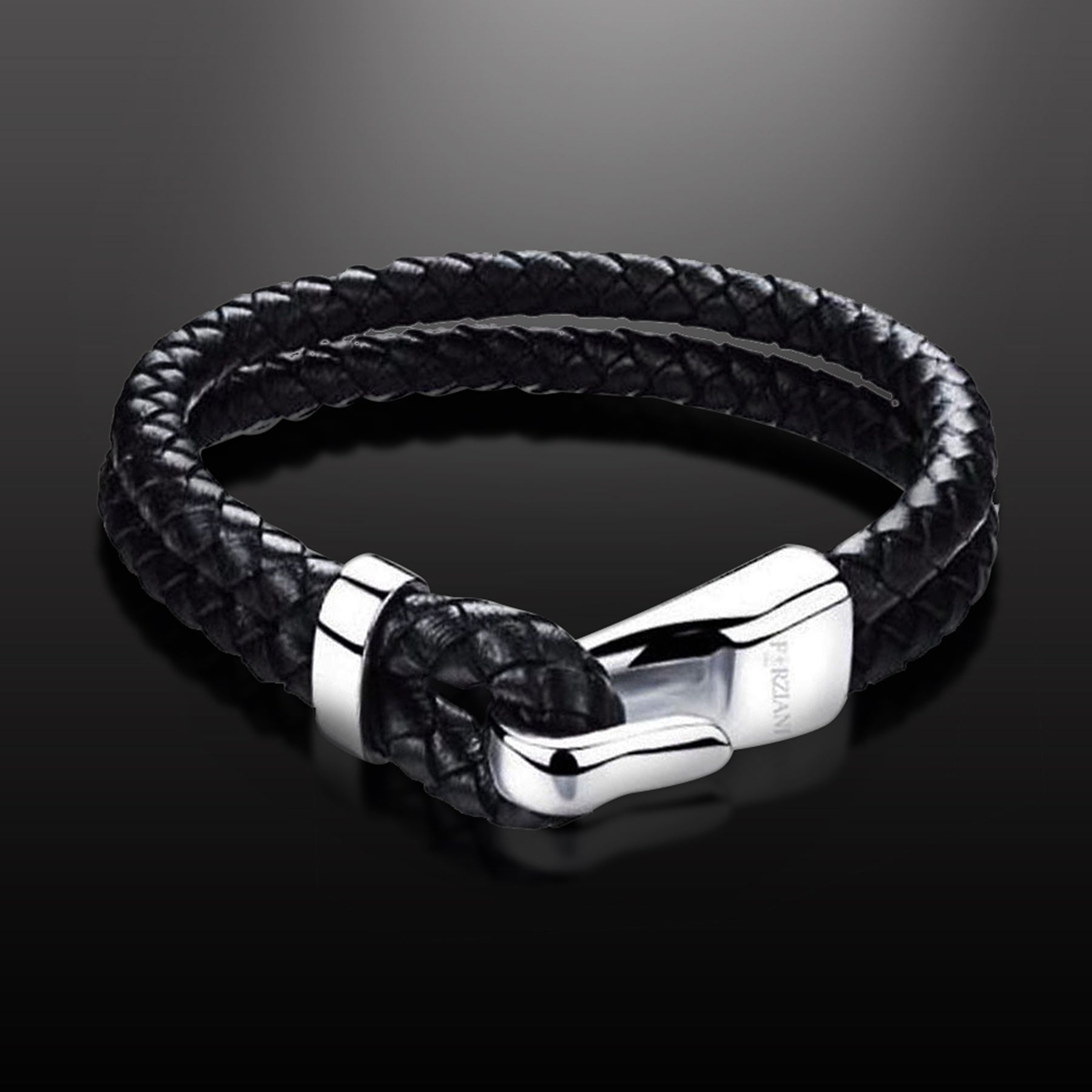 Silver Hook Double Braided Leather Bracelet – Forziani