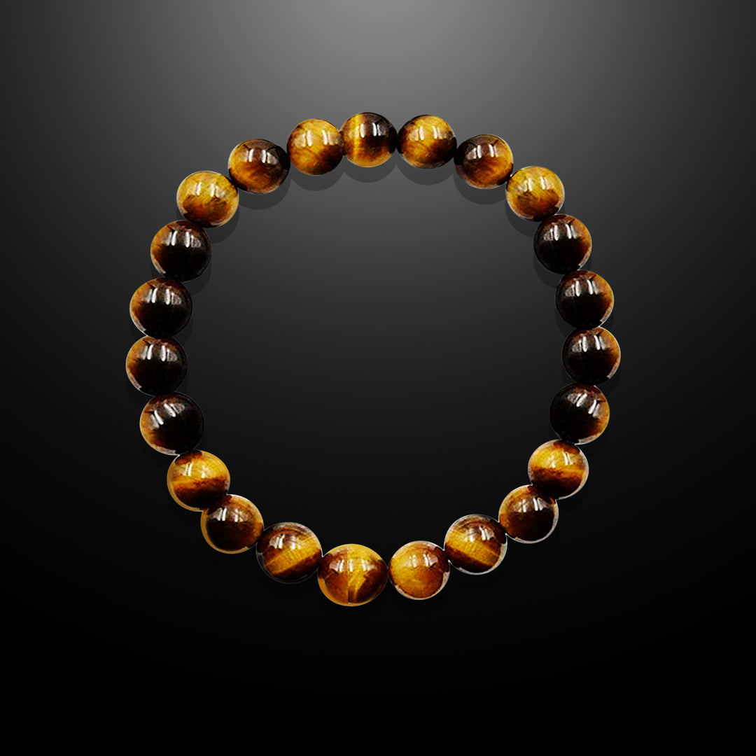 Blue and Gold Mixed Tigers Eye Elastic Bracelet - 8mm Beads