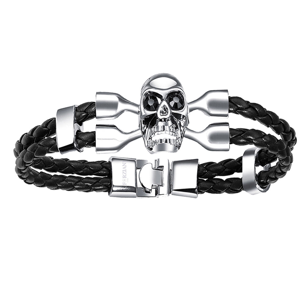 mens black skull bracelet