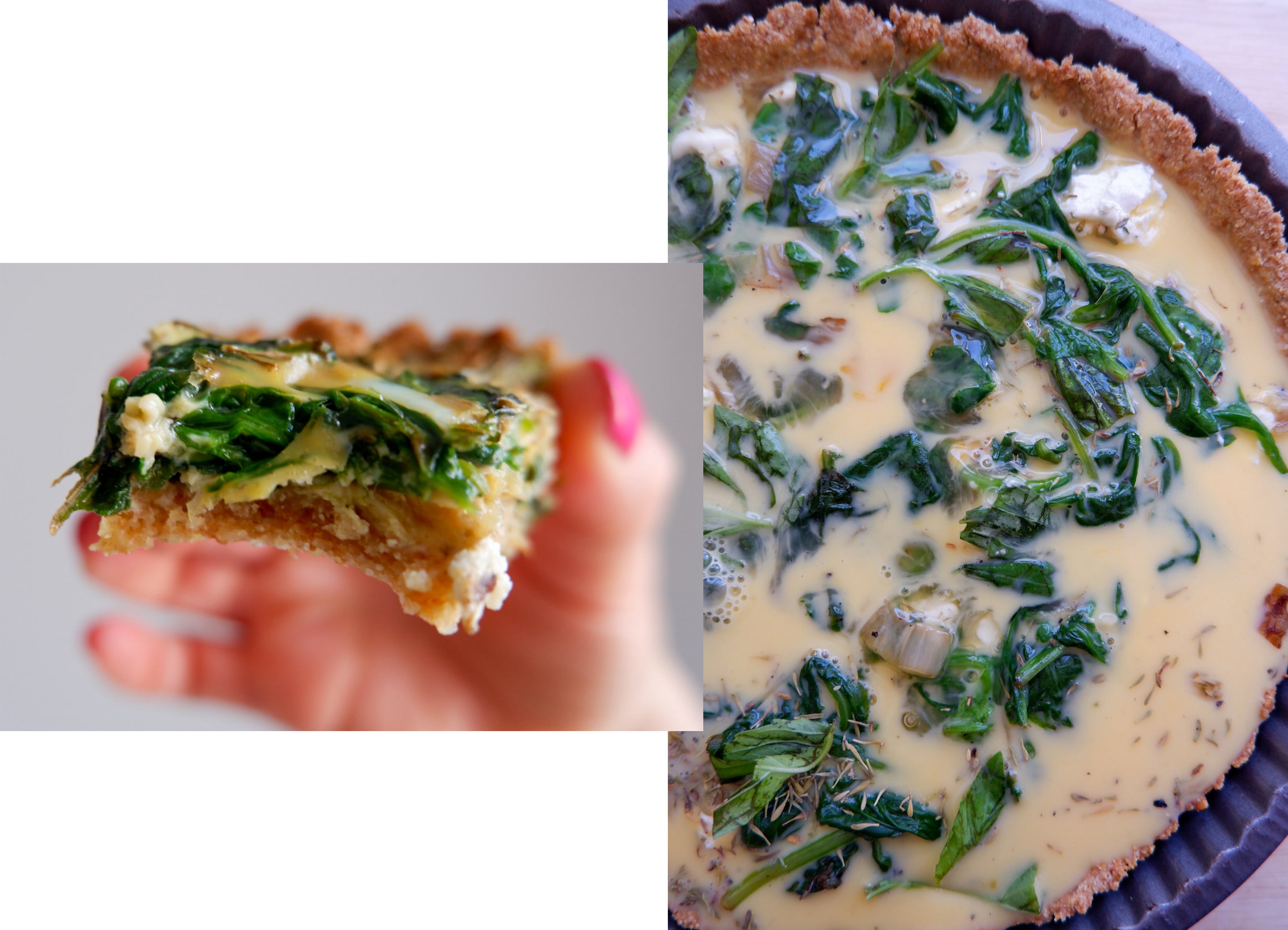 Spinach, tomato and goats cheese quiche recipe