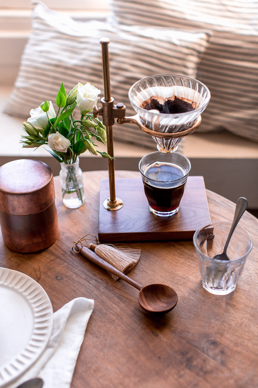 handmade coffee pour over in brass