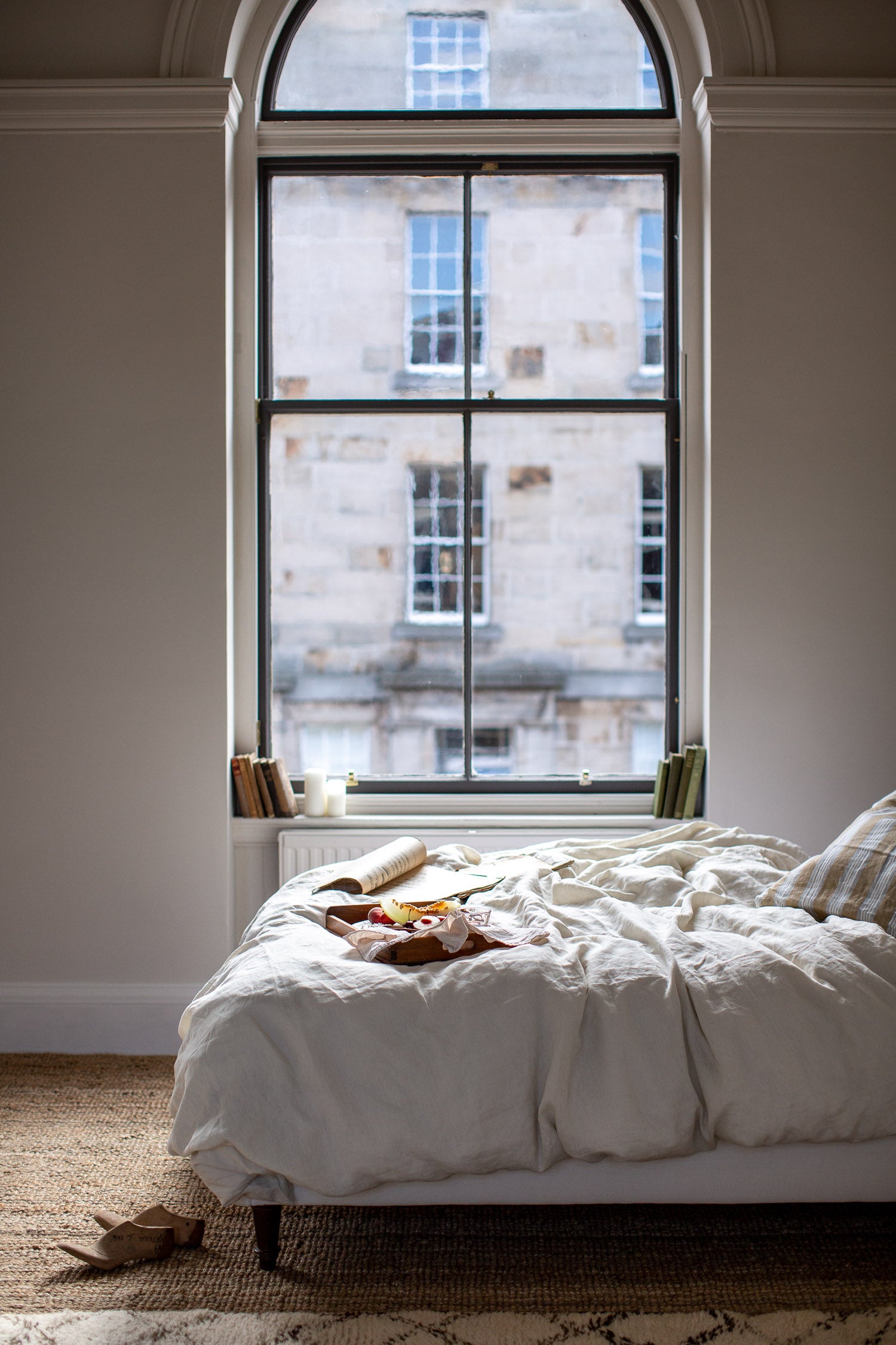 bedroom with large window 