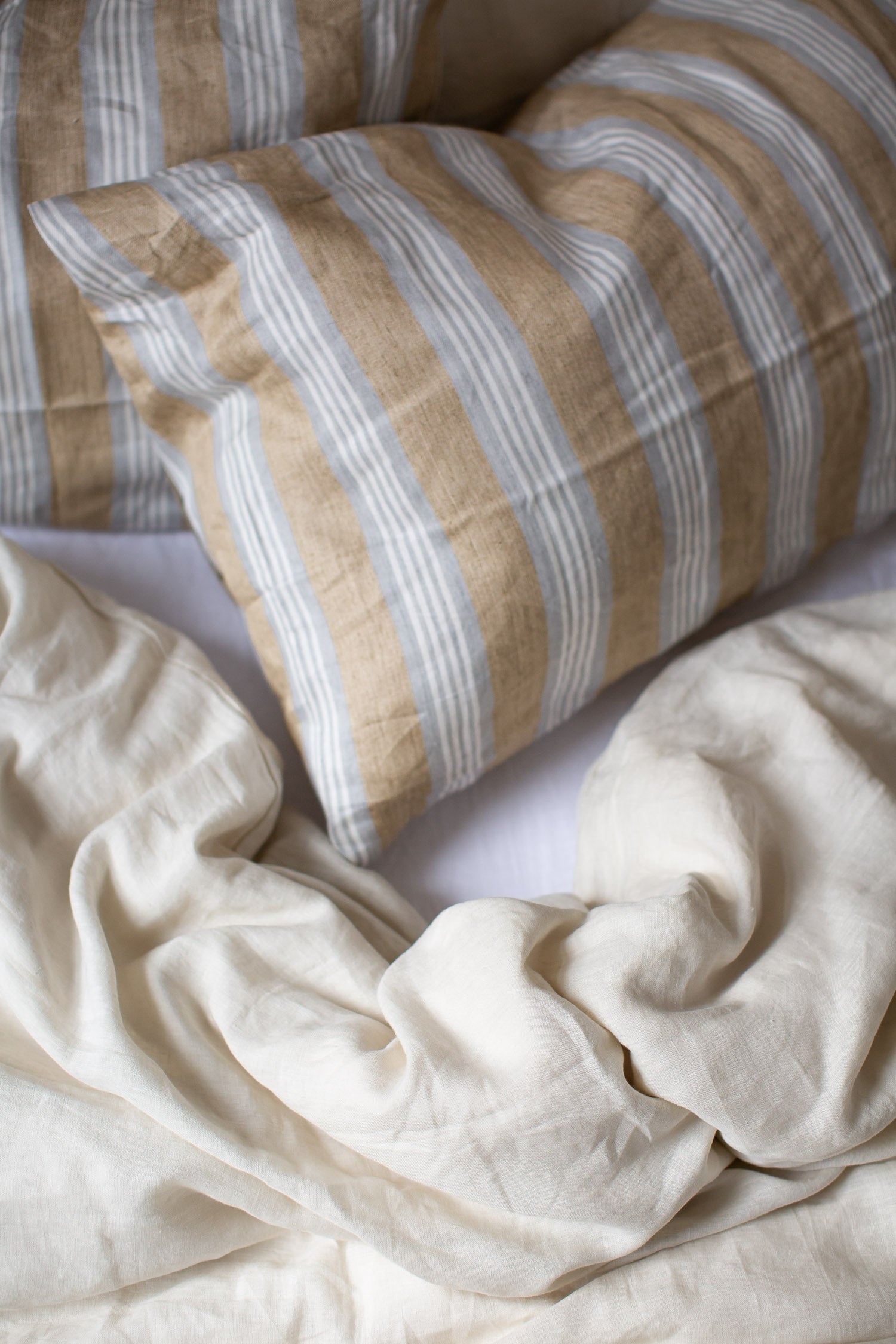 stripe belgian linen pillows 