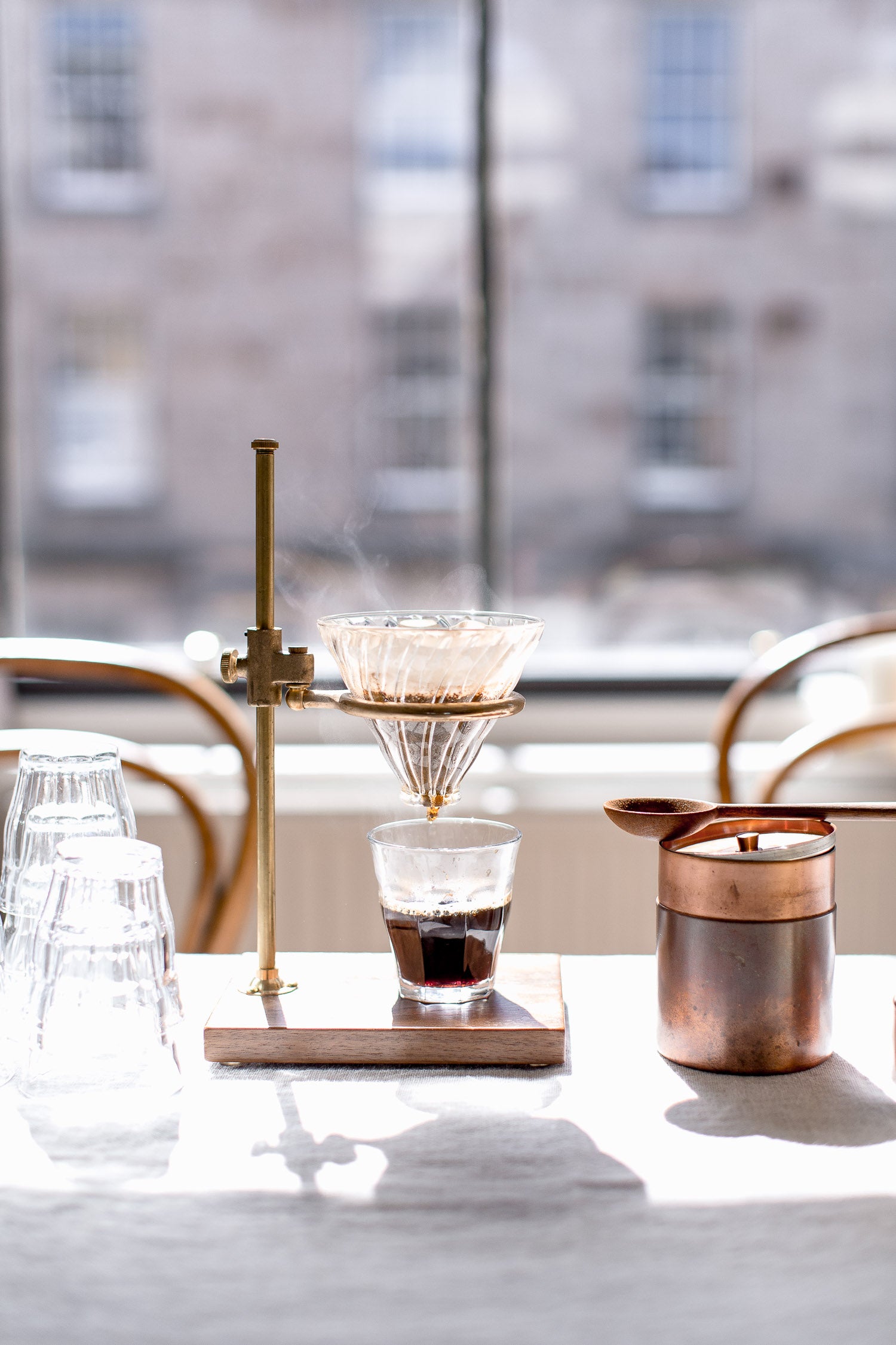 brass coffee pour over stand