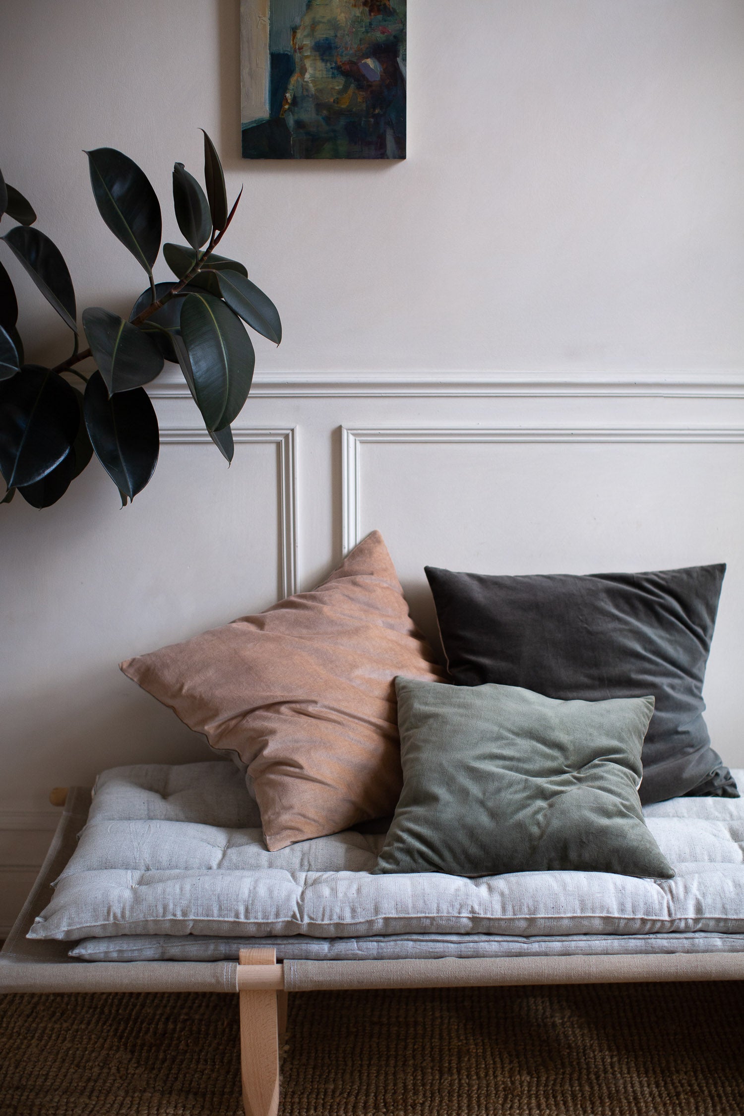 Hand Dyed Velvet Cushion Covers in soft colours 