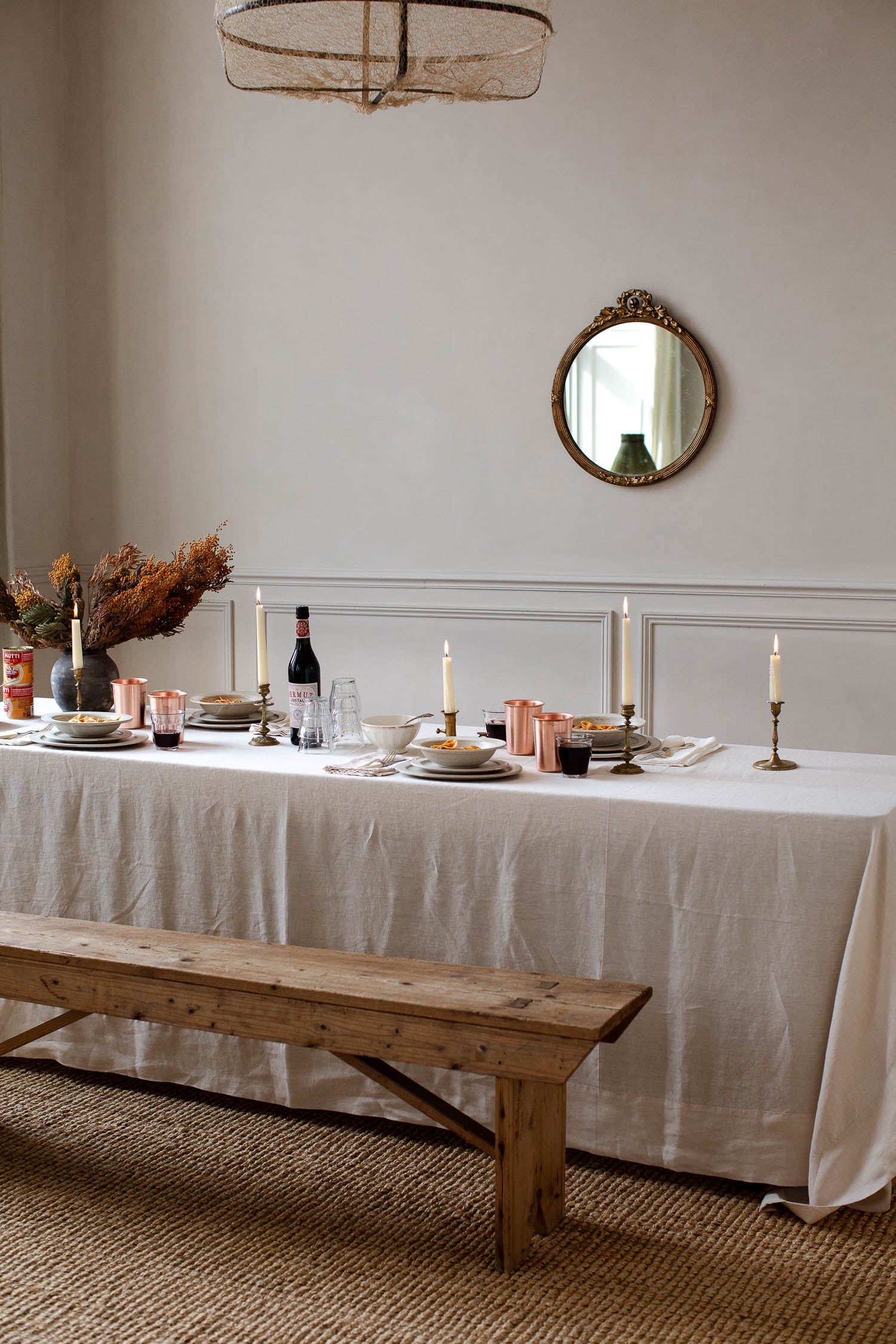 handmade cream linen tablecloth