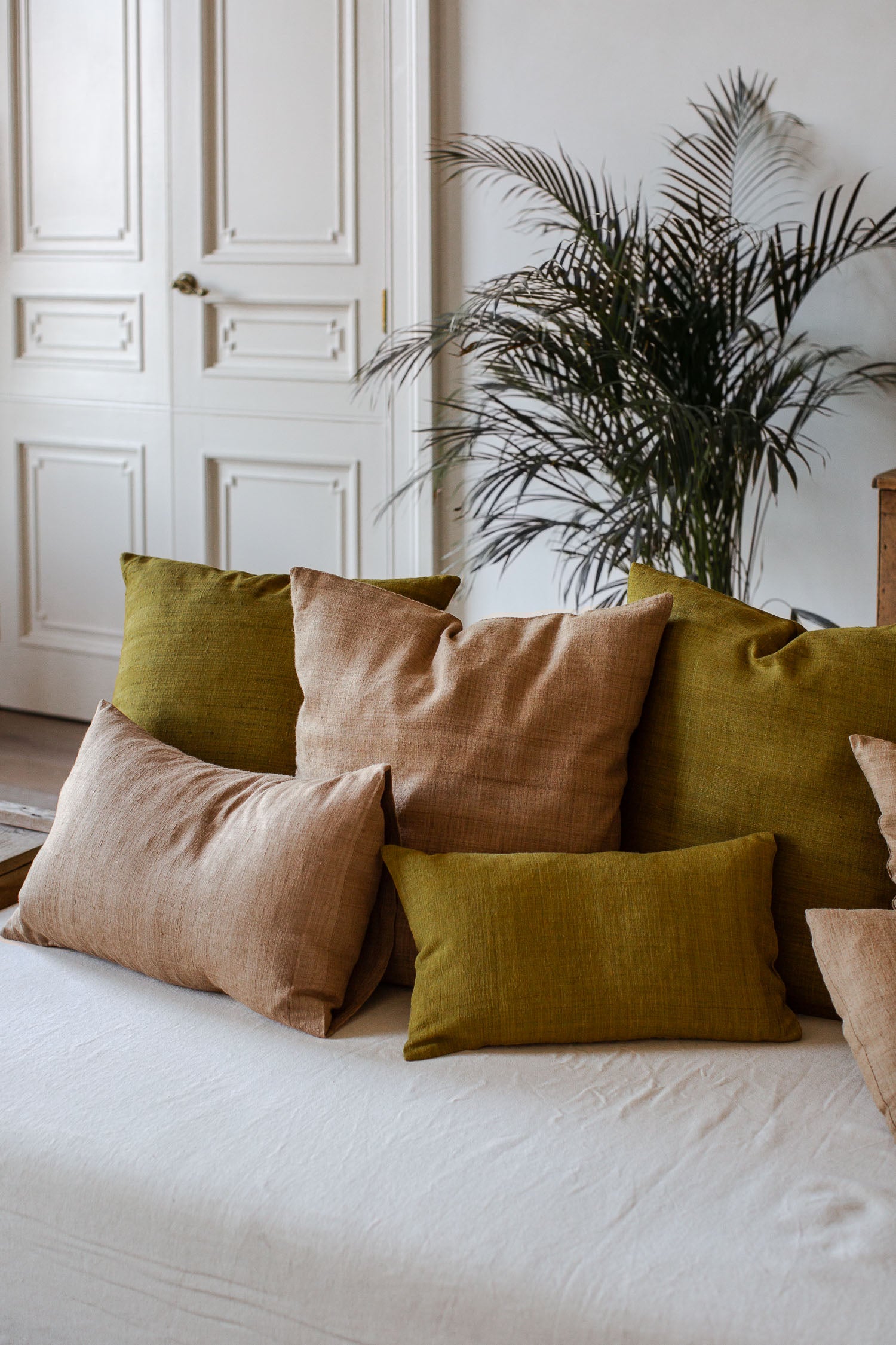Handwoven Eri Silk Cushion Covers in natural colours