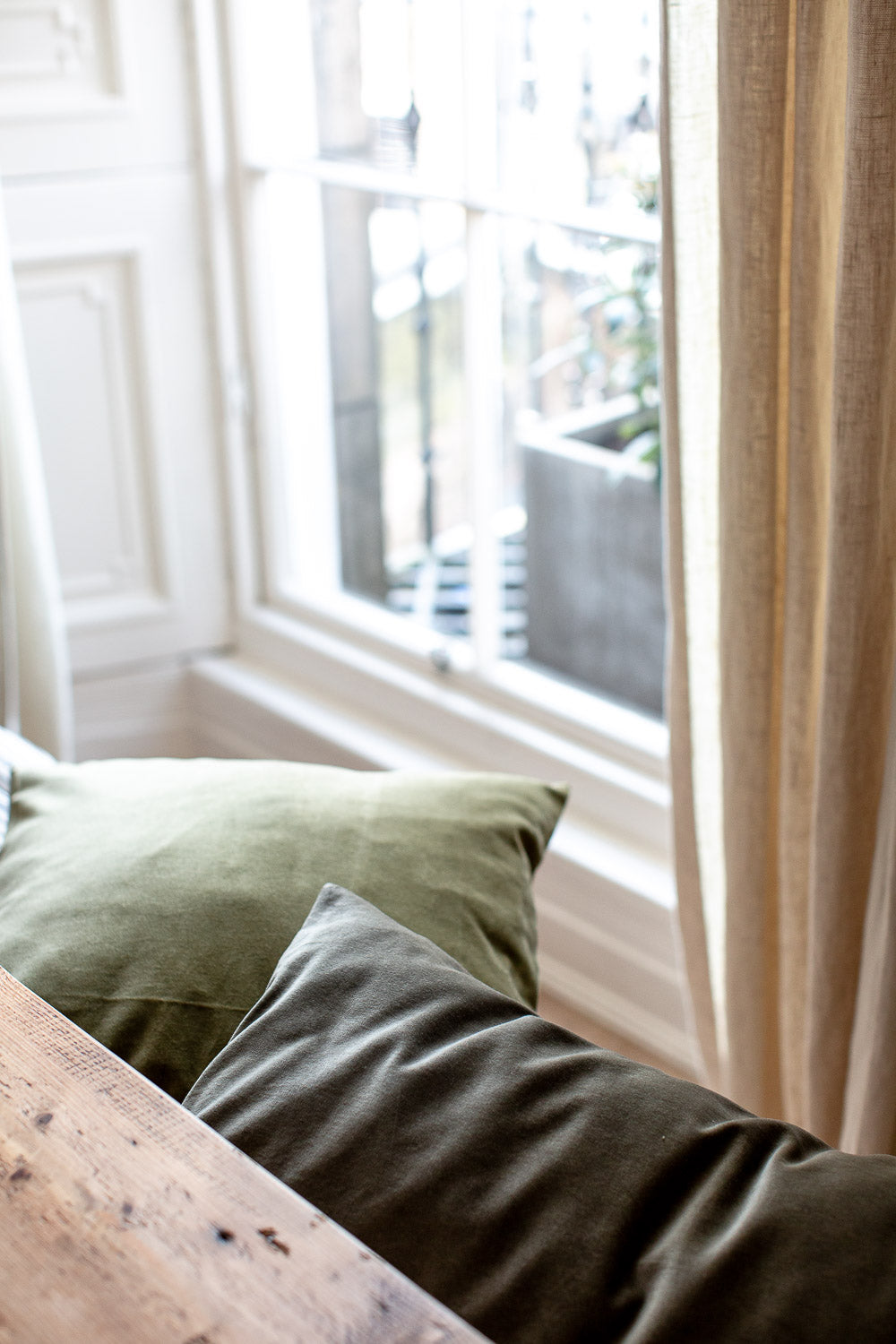 handmade velvet cushion covers in olive green