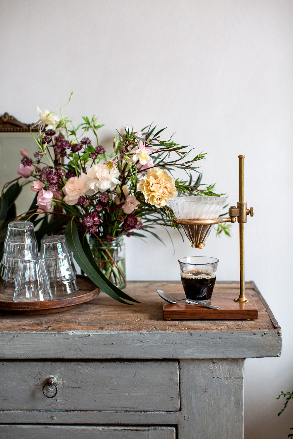 Handmade brass coffee pour over 