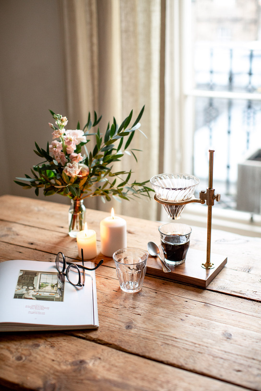 beautiful hand crafted brass coffee pour over stand 