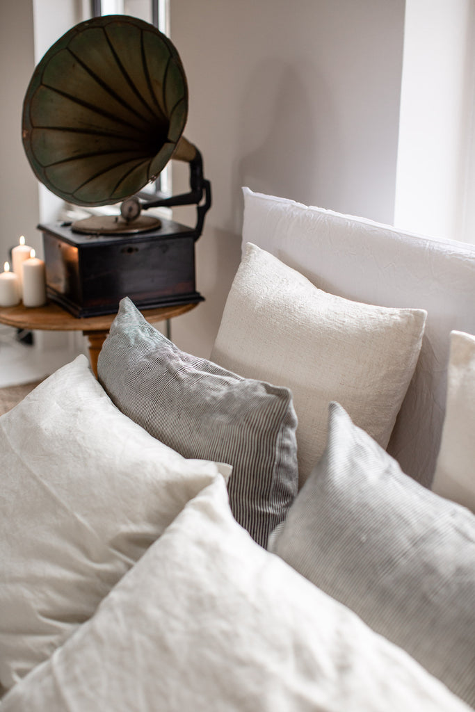 Handwoven cream bedroom pillows 