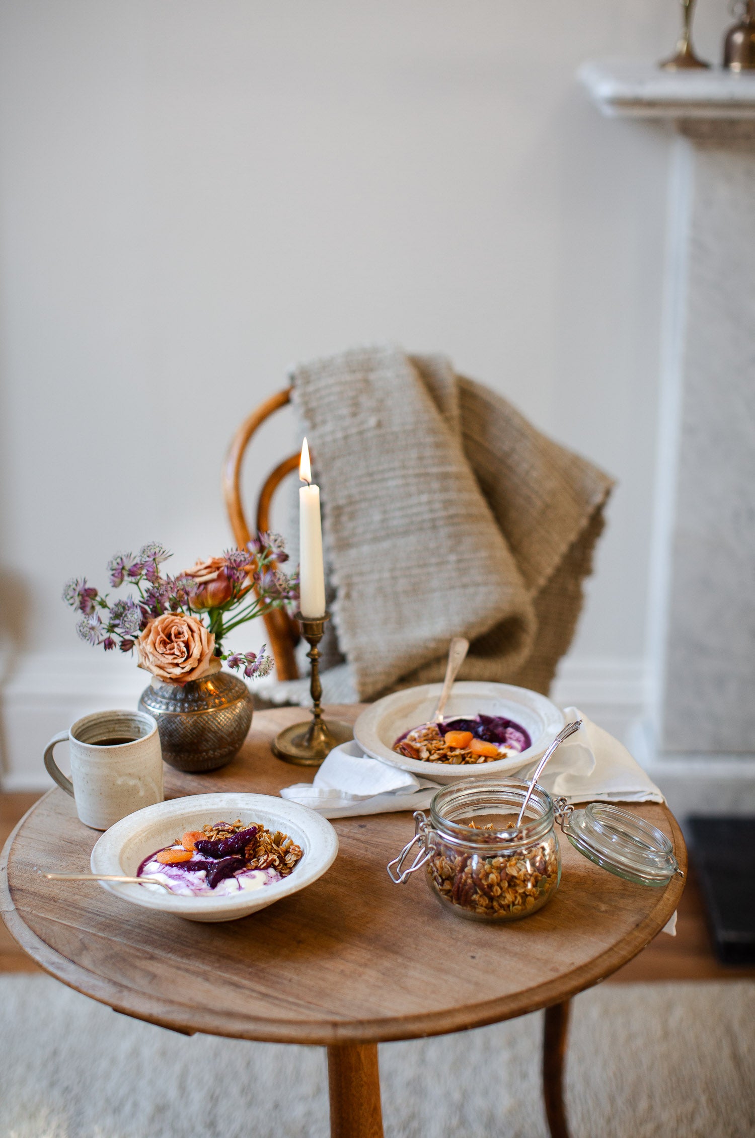 Handmade matt glazed stoneware breakfast bowls