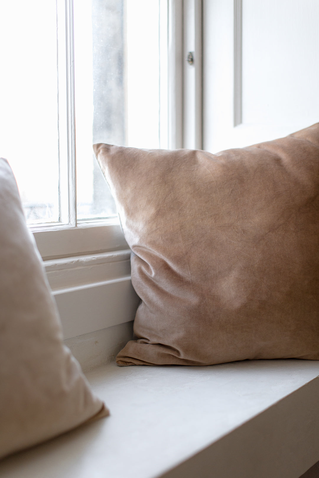 velvet cushions in muted colours