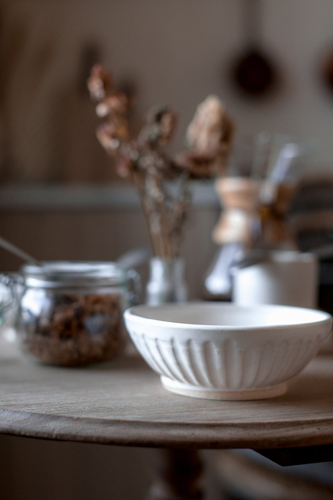 rustic handmade fluted stoneware bowl