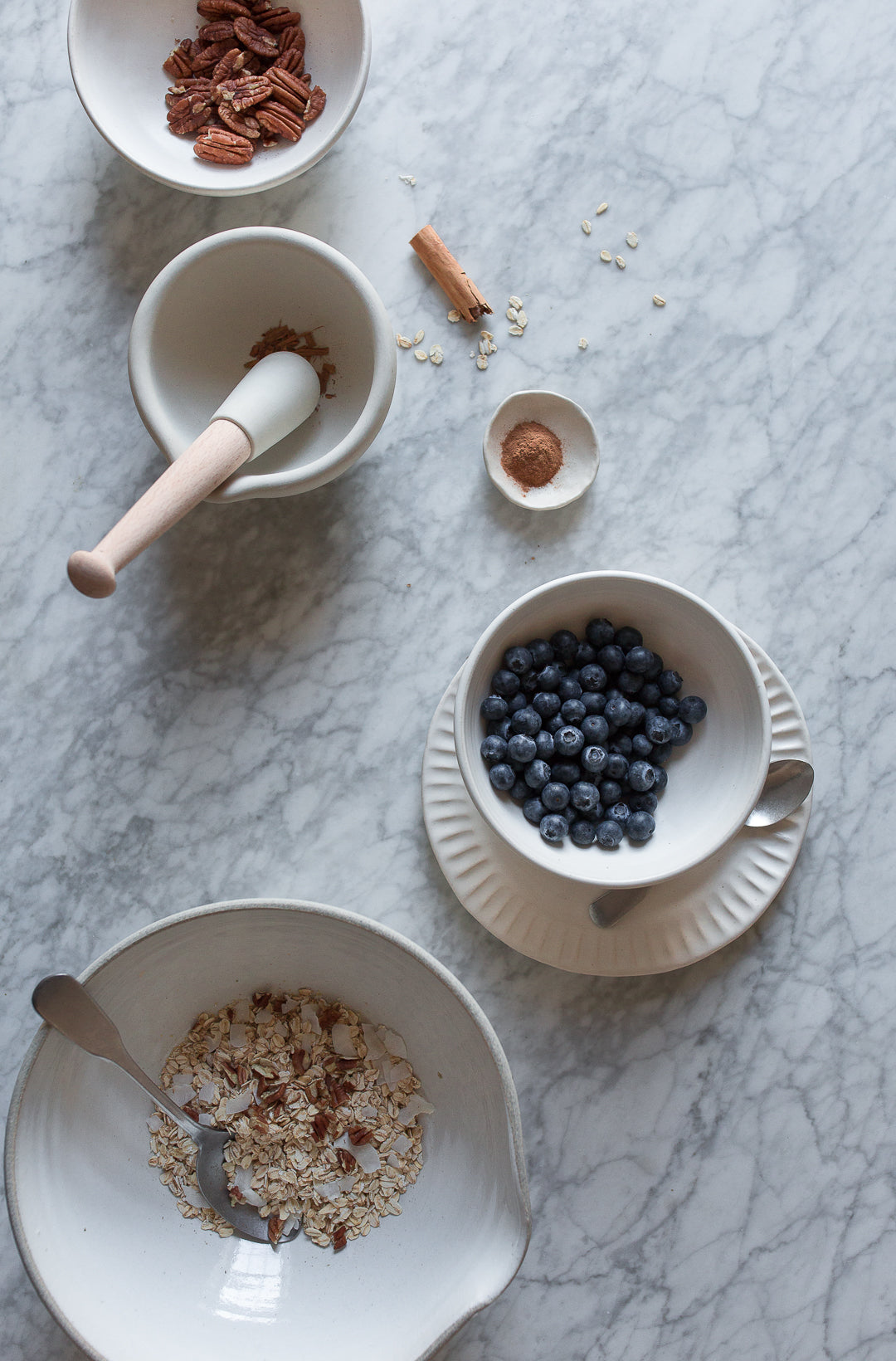 handmade ceramics on marble