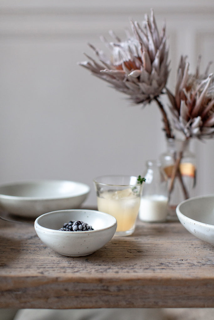 handmade speckled stoneware bowls 