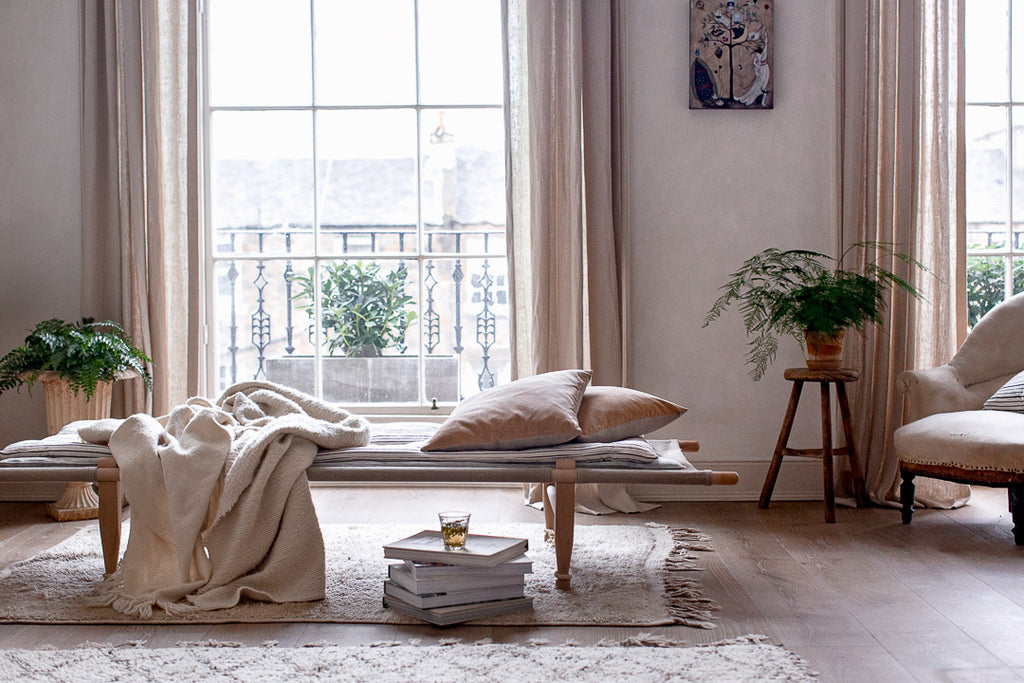 calming home decor in soft neutral colours and natural materials 