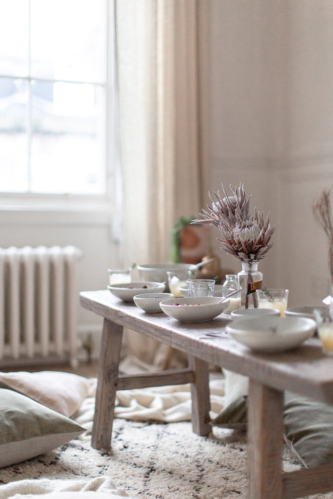 bright sunny breakfast table 