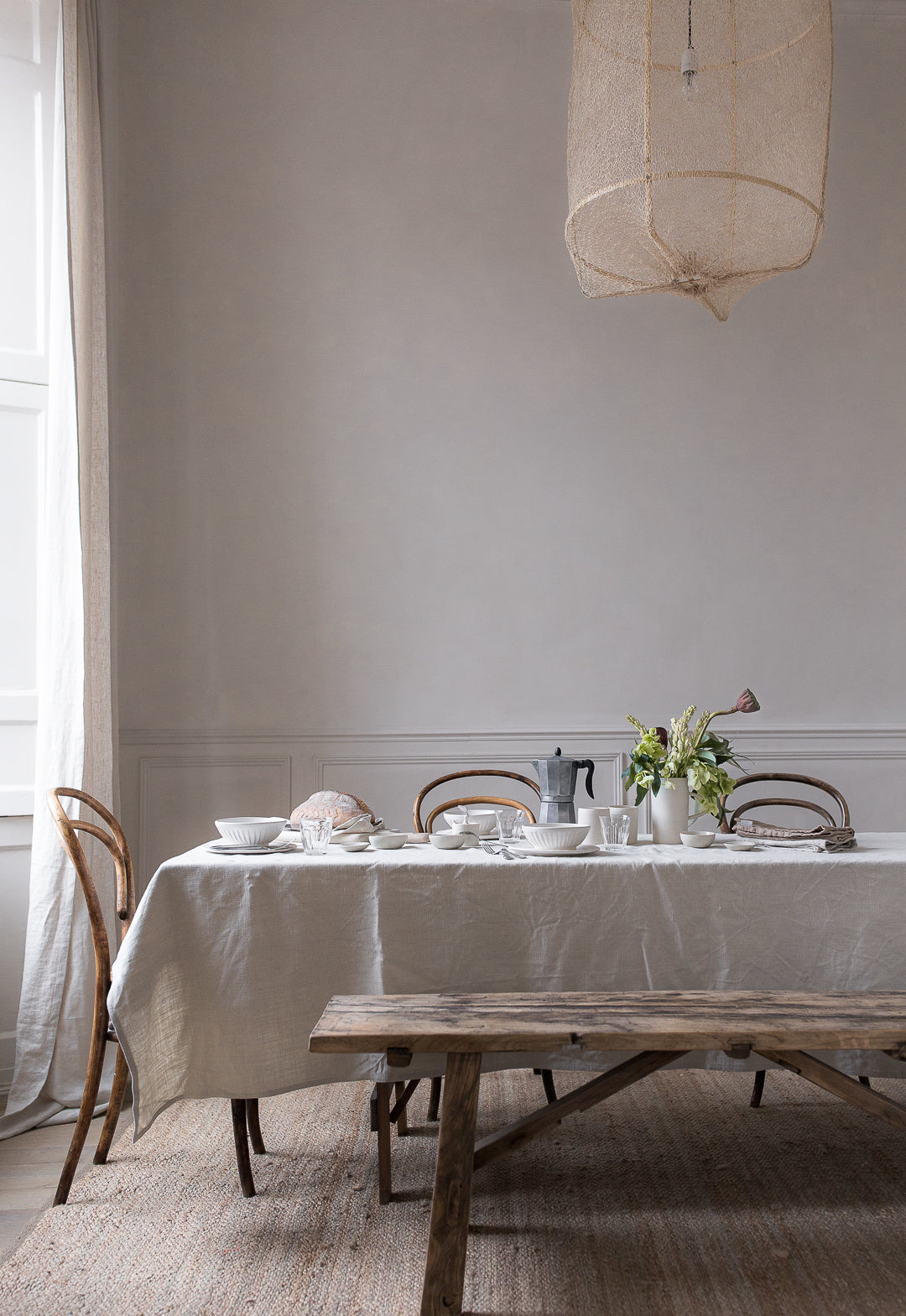 simple natural breakfast table setting 