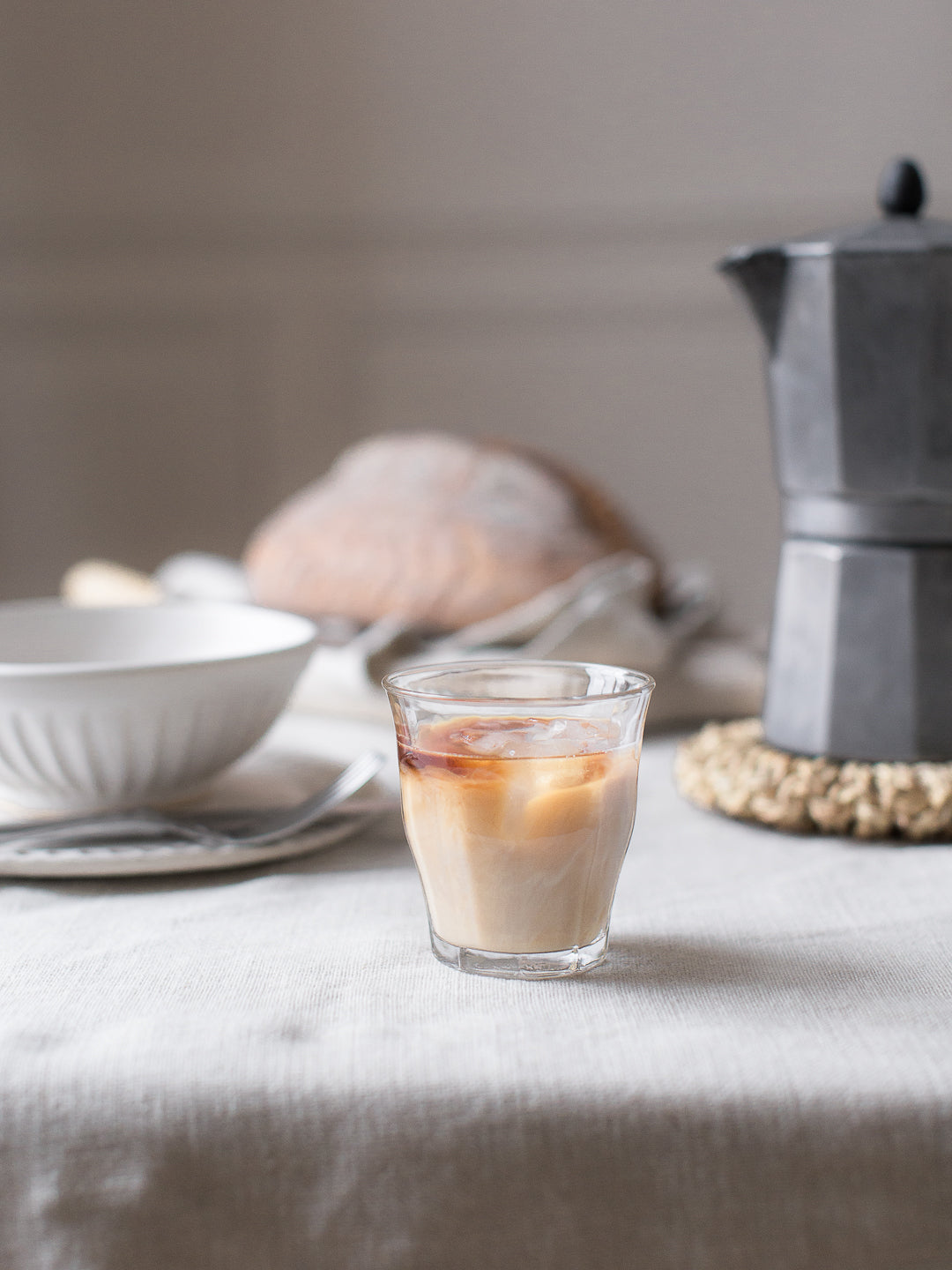 iced morning coffee with milk 