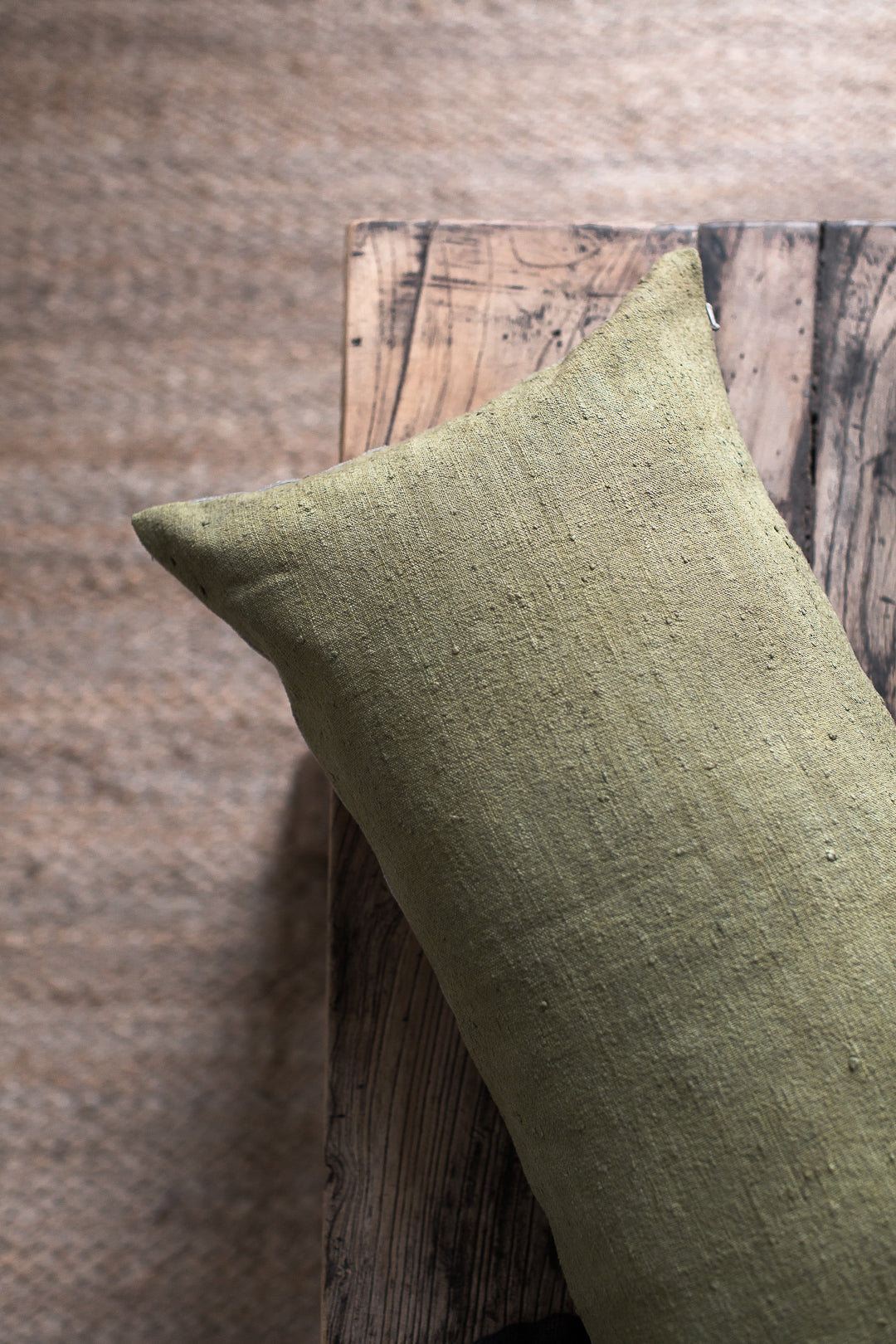 linen cushion cover made with antique hand dyed linen in green